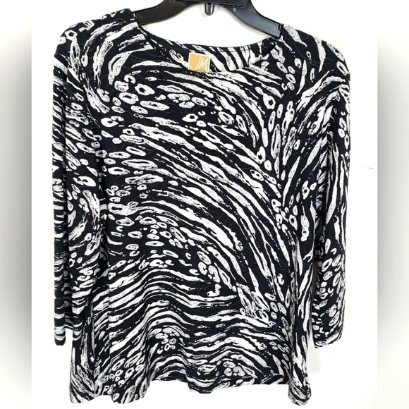JM Collection Tops - JM Collection Black and White Printed 3/4 Sleeve Shirt Sz 0X